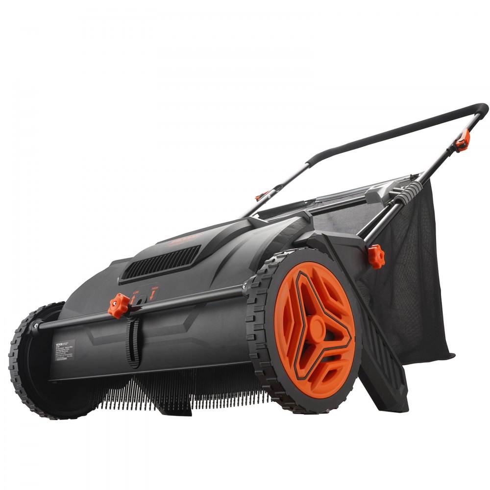 VEVOR Rasenkehrer 54 cm Rasenkehrmaschine Manuell 99L Fassungsvermögen des Fangkorbs Laub- und Rasensammler Spindelmäher 112x67x90cm Handspindelmäher verstellbar zum Aufkehren von Laub Grasschnitt