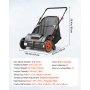 VEVOR Rasenkehrer 54 cm Rasenkehrmaschine Manuell 99L Fassungsvermögen des Fangkorbs Laub- und Rasensammler Spindelmäher 112x67x90cm Handspindelmäher verstellbar zum Aufkehren von Laub Grasschnitt