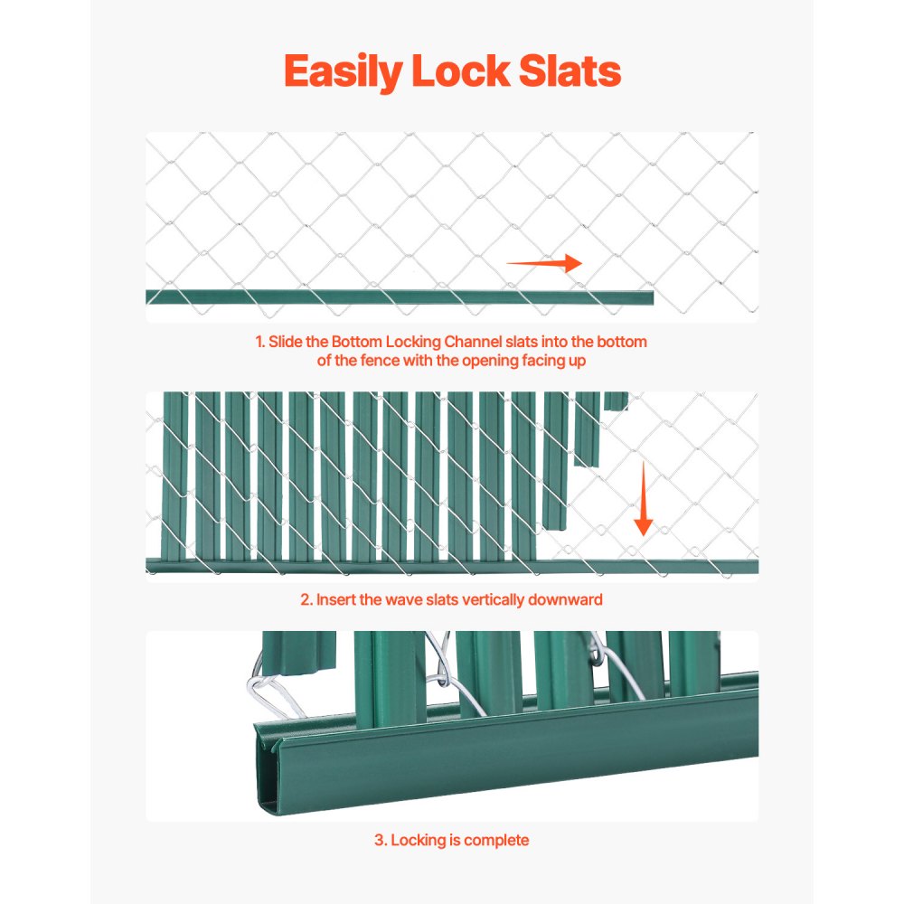 VEVOR privacy screen slats 1130 mm, double-walled vertical slats with ground locking mechanism and wings for chain link fences, HDPE chain link slats, ideal for garden and farm (green)