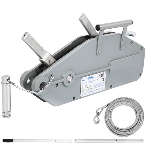 VEVOR Seilzug bis 1600 kg Kapazität mit Länge 25 m Drahtseil Edelstahl,12 kg Seilwinde Forstseilwinde Bremse Ziehen Spannen und Heben Handseilwinde Seildurchmesser 11 mm maximale Reiselast 2400 kg