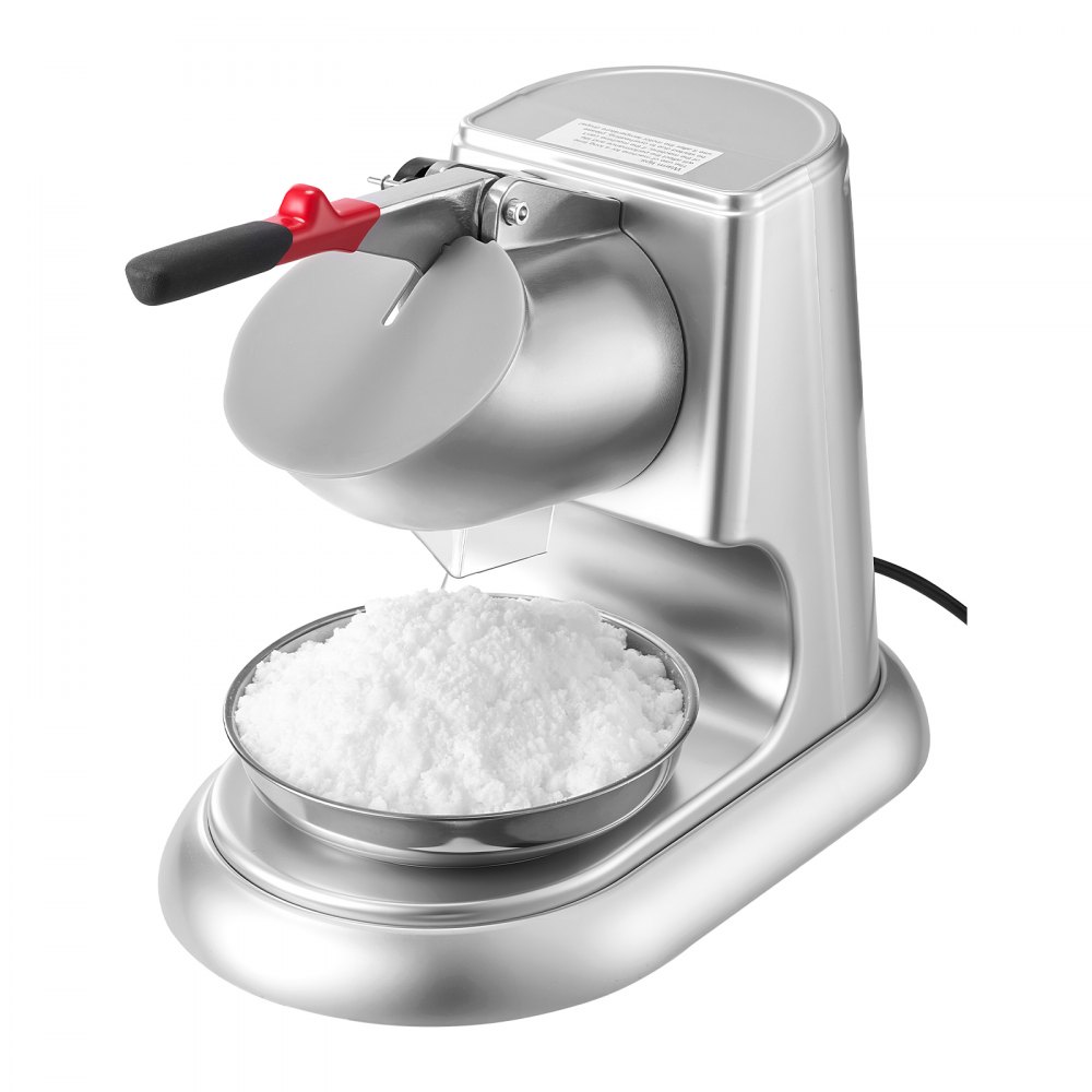VEVOR Kommerzieller Eiscrusher 100 kg pro Stunde, elektrischer Schneekegel-Maker mit 4 Klingen, Edelstahl-Eiscrusher mit Schüssel & Abdeckung 300 W 2000 U/min, Eisrasierer Silber