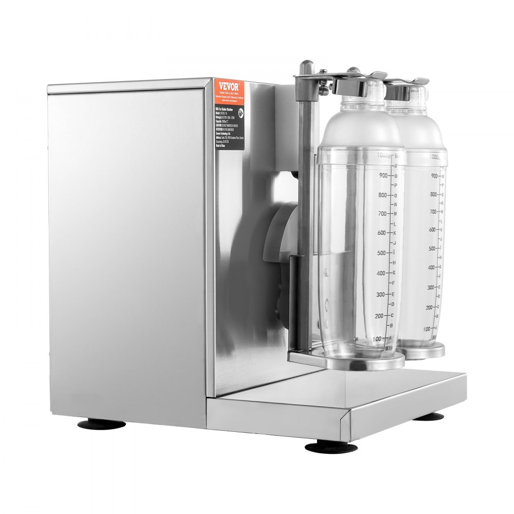 VEVOR Milchshake-Maschine, 120 W Kommerzielle Milch-Tee-Shaker-Maschine, Doppelkopf-Milchshake-Mixer-Maschine, 0-180 s einstellbarer Milchshake-Mixer, mit 1 L PC-Becher, für Milch-Tee-Geschäft