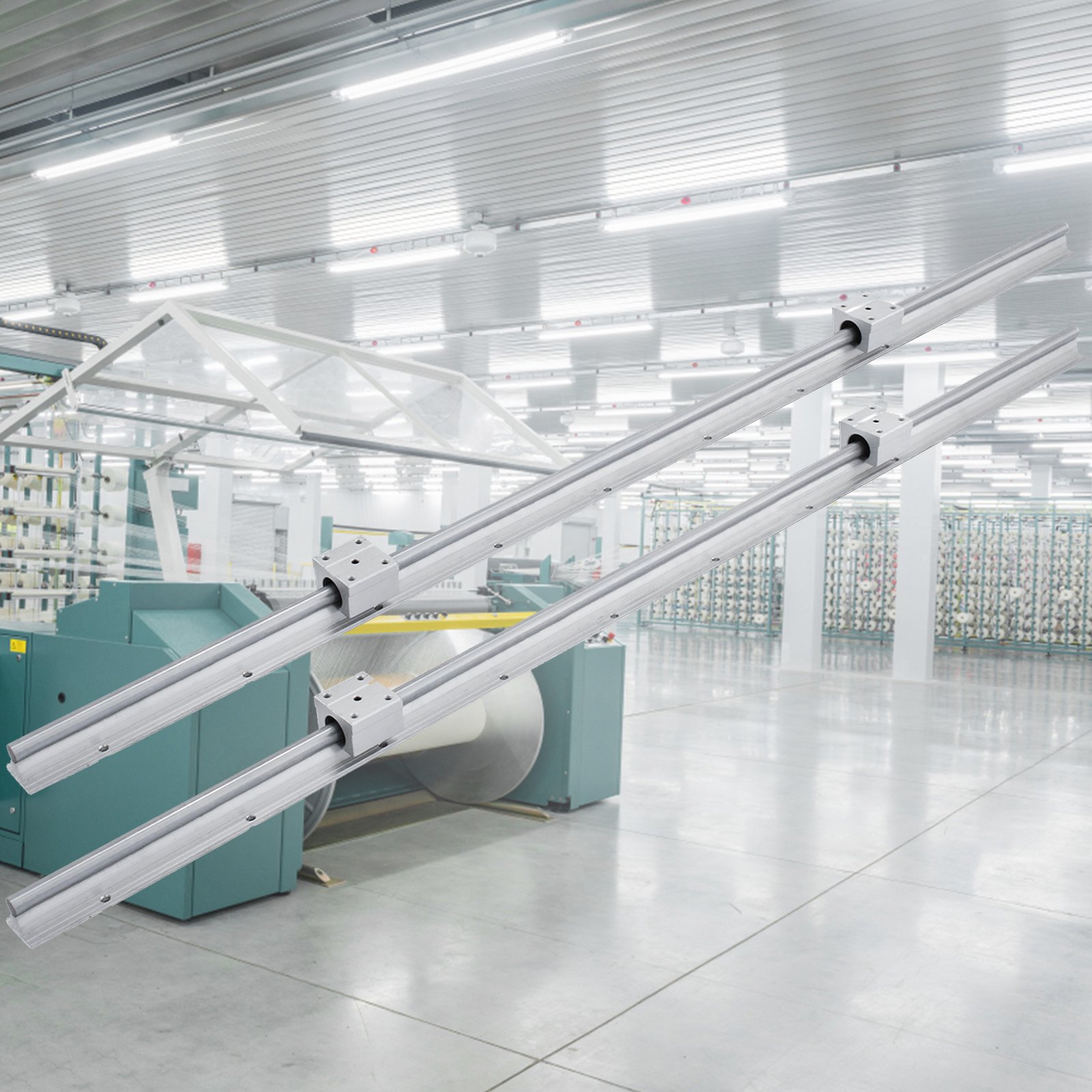 VEVOR Linearfuehrunge SBR12-1000 mm Linearlager-Gleitset mit 2 Linearführungswellen und 4UU-Blöcken Linearlagerschiene mit Vorgebohrten Löchern