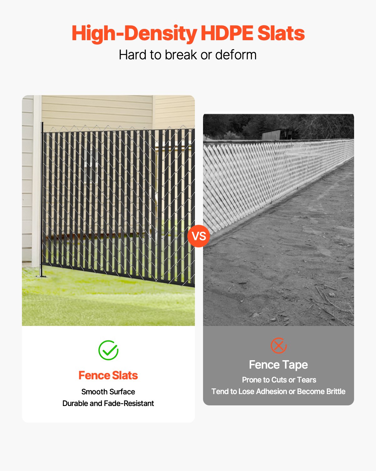 VEVOR privacy screen slats, 1740 mm double-walled vertical slats with bottom locking mechanism for chain link fences, HDPE chain link slats, ideal for garden, farm, sports field (black)