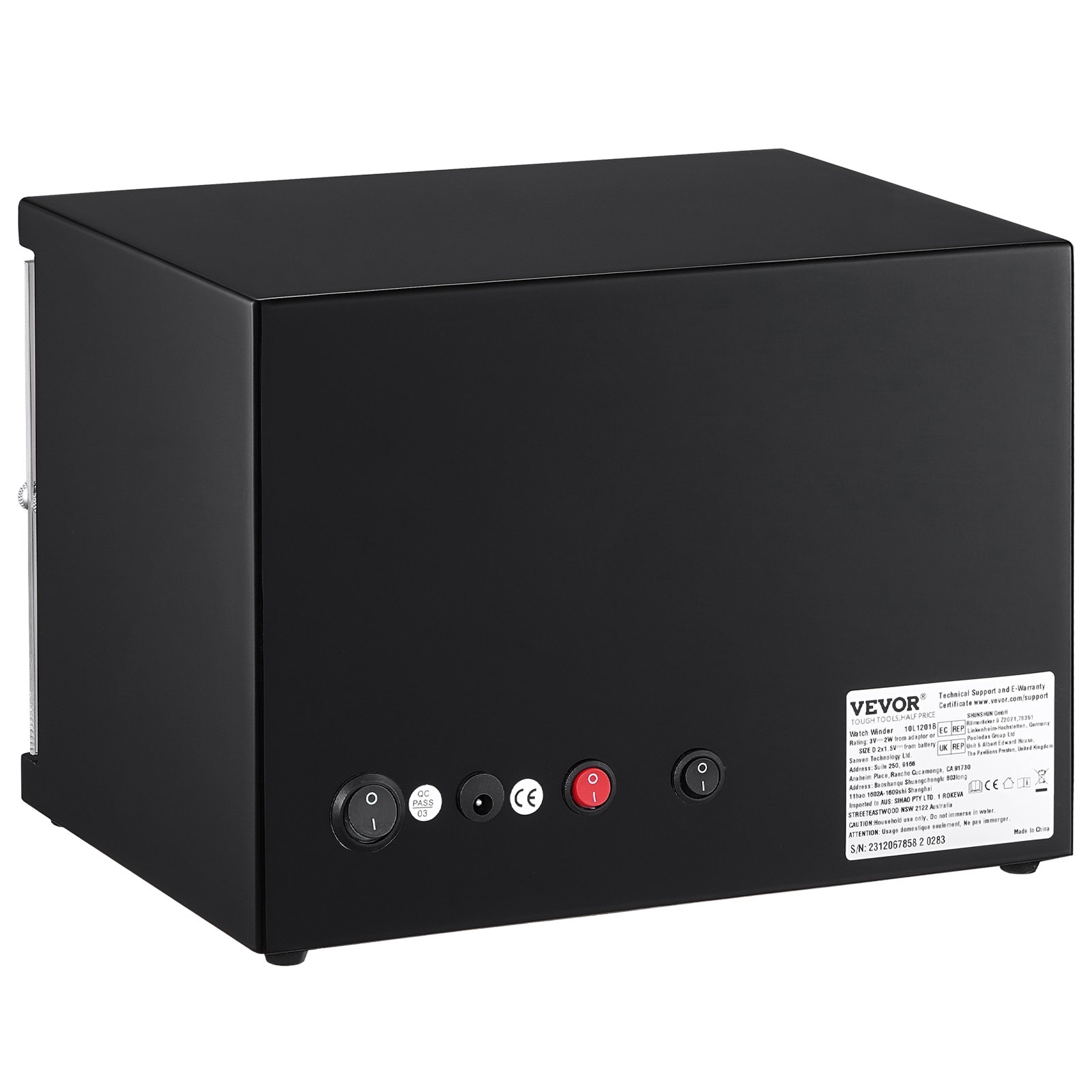 VEVOR Uhrenbeweger, Automatik-Uhrenbeweger, Watch Winder, Uhrenbeweger für Automatikuhren, Automatischer Uhrenbeweger mit Platz für 2 Uhren, LED Beleuchtung, 150–207 mm Einstellbare Riemenlänge