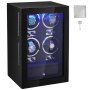 VEVOR Uhrenbeweger, Automatik-Uhrenbeweger, Watch Winder, Uhrenbeweger für Automatikuhren, Automatischer Uhrenbeweger mit Platz für 4 Uhren, LED Beleuchtung, 150–207 mm Einstellbar Riemenlänge