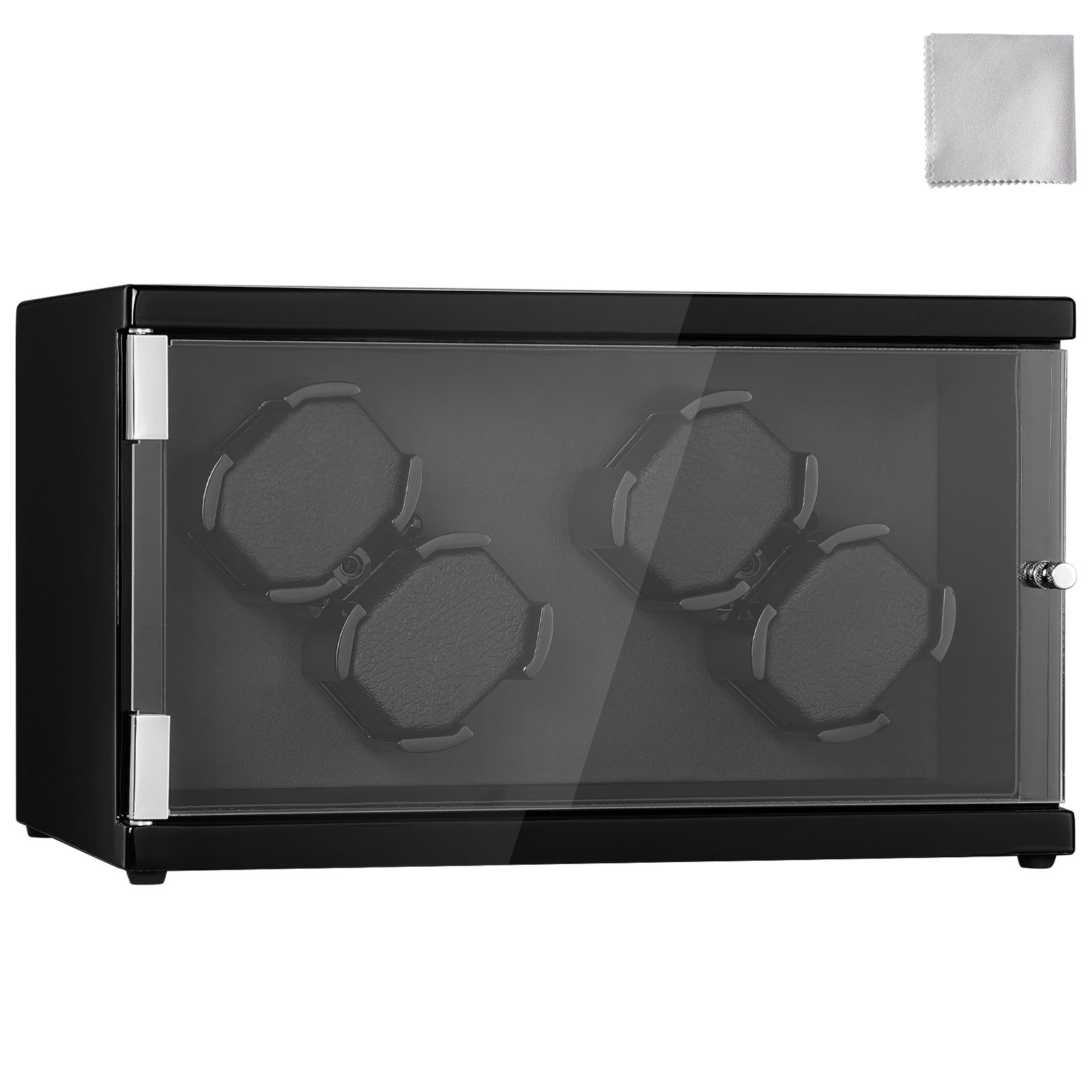 VEVOR Watch Winder, Automatic Watch Winder, Watch Winder for Automatic Watches, Automatic Watch Winder with Space for 4 Watches, LED Lighting, Max. 20 cm Strap Length, Black