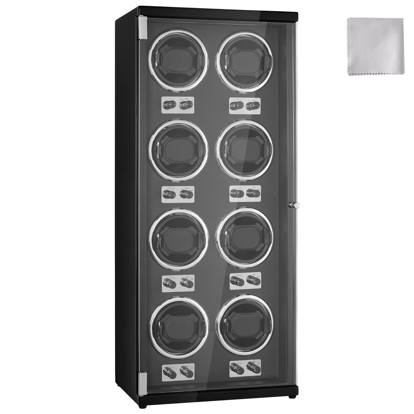 VEVOR Uhrenbeweger, Automatik-Uhrenbeweger, Watch Winder, Uhrenbeweger für Automatikuhren, Automatischer Uhrenbeweger mit Platz für 8 Uhren, LED Beleuchtung, 150–207 mm Einstellbar Riemenlänge