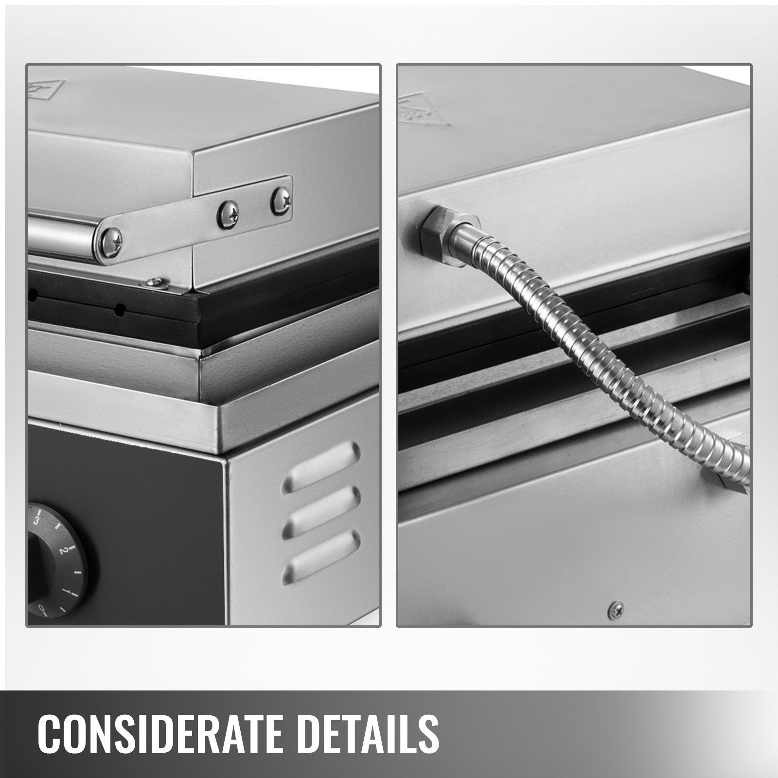 VEVOR Waffelmaschine 1500 W Waffeleisen Backblech Waffelautomat 130 x 30 mm Jede Waffelgröße Waffle Maker 50-300 °C 0-5 Minuten Waffeleisen