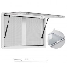 VEVOR Imbissfenster (915 x 610 mm Einbaumaß) mit Aluminiumrahmen, Imbissanhänger-Servierfenster mit 85°-Öffnungswinkel & 2 Schiebefenstern, Konzessionsfenster für Konzessionsstände Imbisswagen