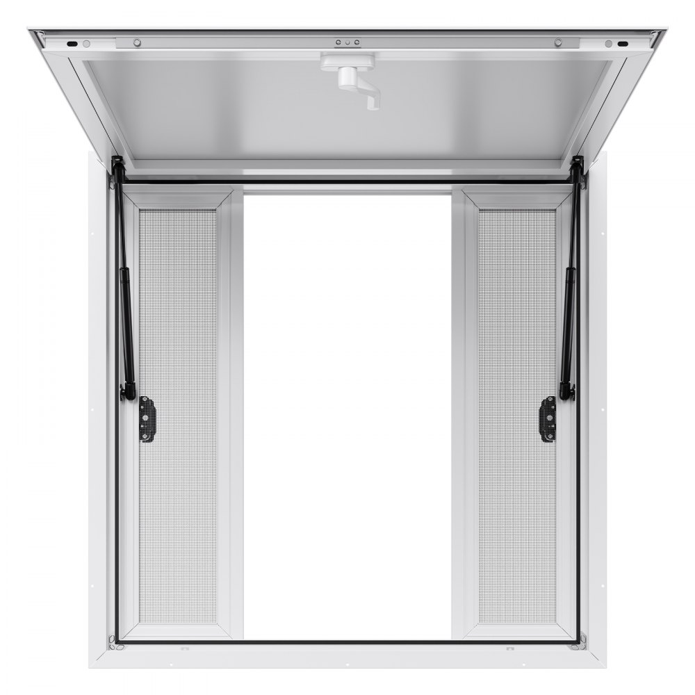 VEVOR Imbissfenster (915 x 915 mm Einbaumaß) mit Aluminiumrahmen, Imbissanhänger-Servierfenster mit 85°-Öffnungswinkel & 4 Schiebefenstern, Konzessionsfenster für Konzessionsstände Imbisswagen