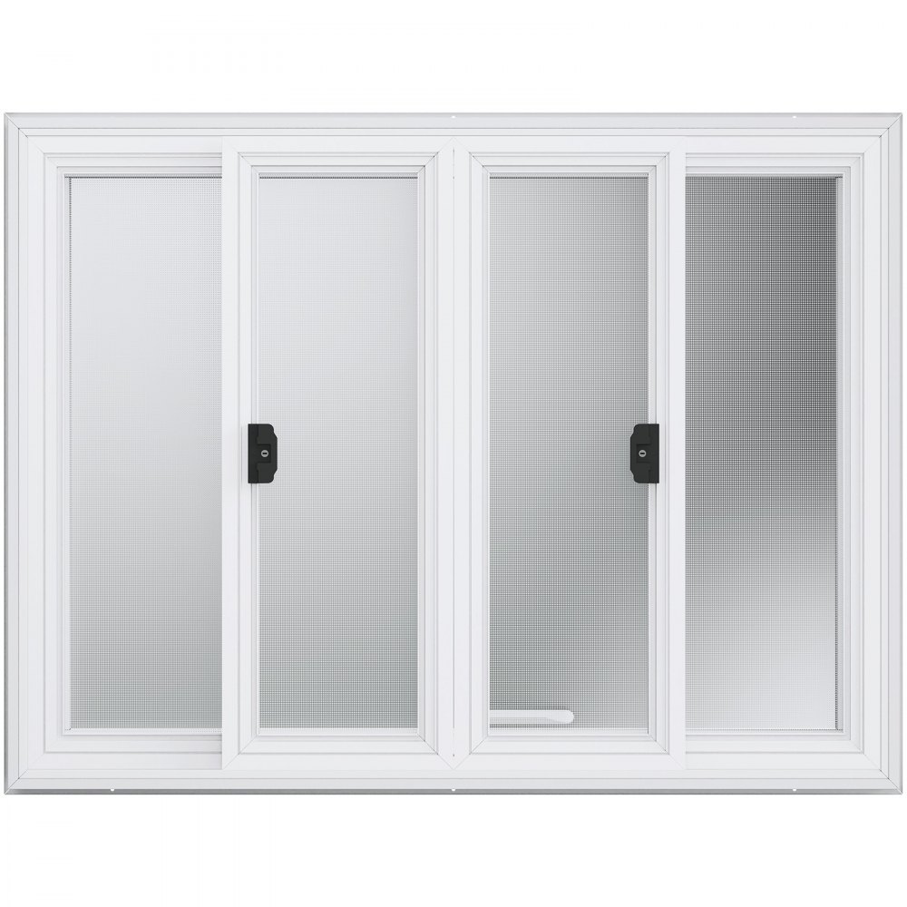 VEVOR Imbissfenster 48"x36", Servicefenster aus Aluminiumlegierung für Imbisswagen mit 4 horizontalen Schiebefenstern & Markisentür & Zughaken, bis zu 85 Grad schwenkbares Servierfenster für Imbisswagen