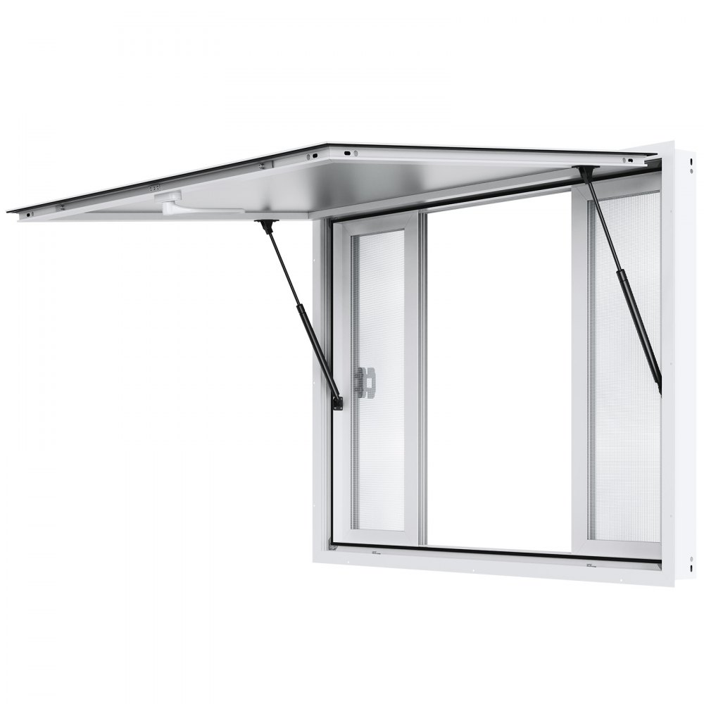 VEVOR Food Truck Window 48"x36", Aluminum Alloy Service Window for Food Trucks with 4 Horizontal Sliding Windows & Awning Door & Pull Hook, Swivels up to 85 Degrees Serving Window for Food Trucks