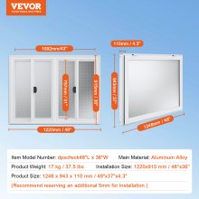 VEVOR Imbissstand Servierfenster Food Truck Service Markise 943x110mm Aluminium