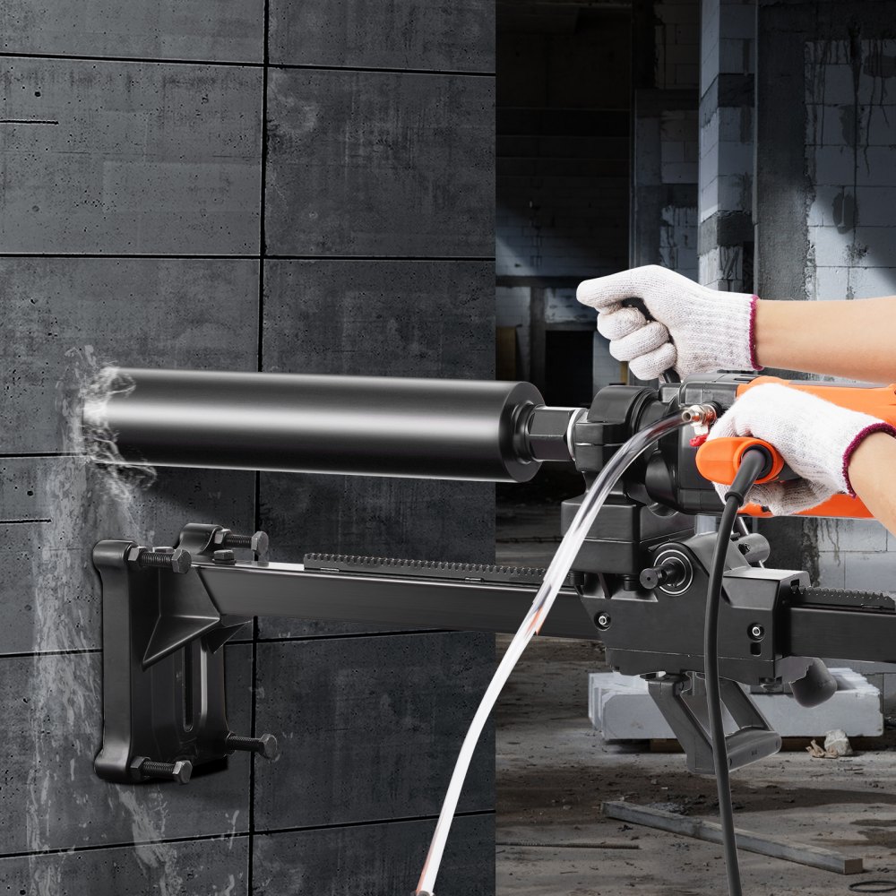 VEVOR Kernbohrmaschine Diamantkernbohrmaschine 2-18 cm Bohrdurchmesser, handgeführtes Diamant-Kernbohrgerät mit Ständer und Kernbohrer, 2600 W Beton-Kernbohrer Nass- und Trockenanwendung, für Beton
