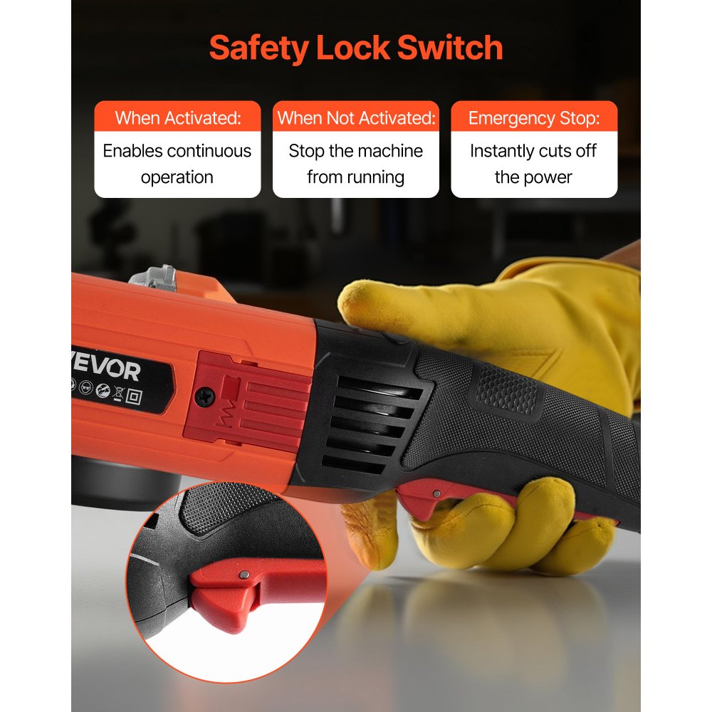 VEVOR Winkelschleifer, 127 mm, Trennschleifer, 10.000 U/min, Schleifer mit Kabel & verstellbarem Staubschutz zum Schleifen, Schneiden & Entrosten von Metall (Scheibe nicht im Lieferumfang enthalten)