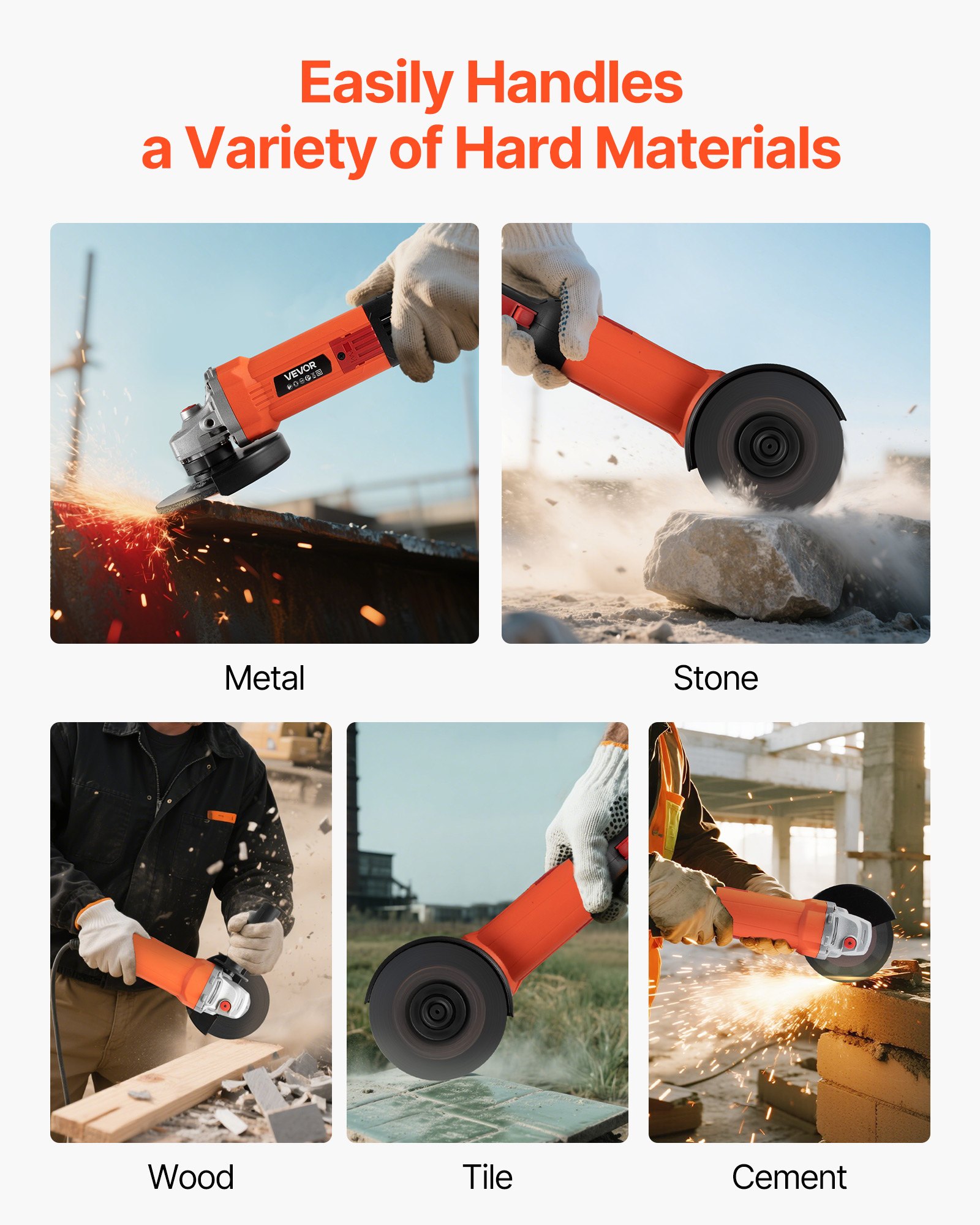 VEVOR Angle Grinder, 127mm Electric Grinder Power Tool, 5.4Amps 10000RPM High-Speed Corded Angle Grinders with Adjustable Dust Guard for Metal Grinding, Cutting, Rust Removal (Disc Not Included)