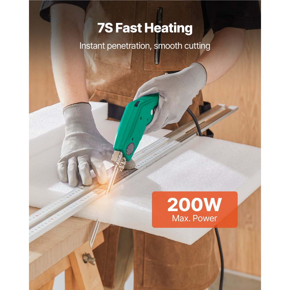 VEVOR Styroporschneider, 200 W Styrocutter, 50-500 °C einstellbarer Schaumstoffschneider mit 150 mm & 200 mm Schneidklingen für KT-Platten, Polyethylen, Schwamm, Gummi – Werkzeugkasten enthalten