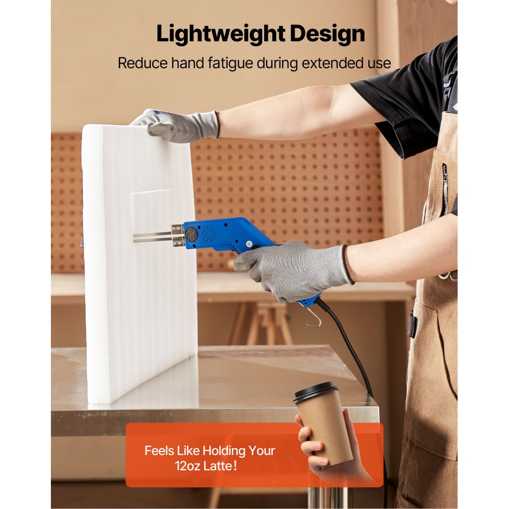 VEVOR Hot Knife Foam Cutter, 200W Electric Foam Cutting Tool, 50℃ - 500℃ Adjustable Styrofoam Cutter with 150mm & 200mm Cutting Blades for KT Board, Polyethylene, Sponge, Rubber - Tool Box Included