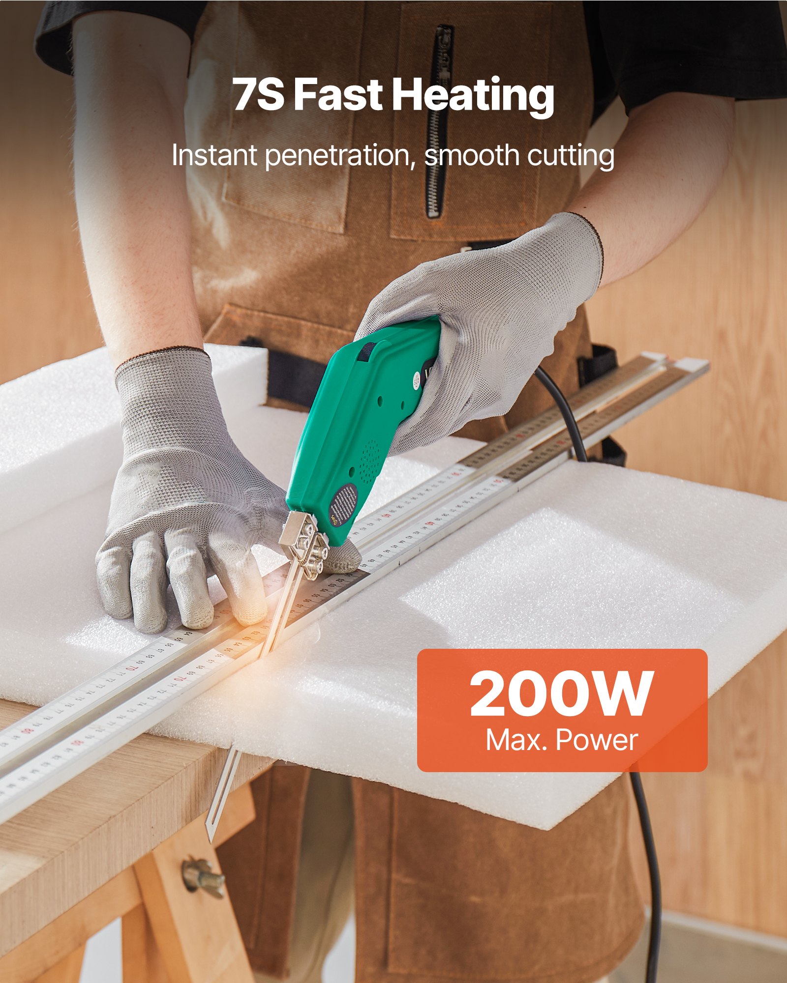 VEVOR Styroporschneider, 200 W Styrocutter, 50-500 °C einstellbarer Schaumstoffschneider mit 150 mm & 200 mm Schneidklingen für KT-Platten, Polyethylen, Schwamm, Gummi – Werkzeugkasten enthalten