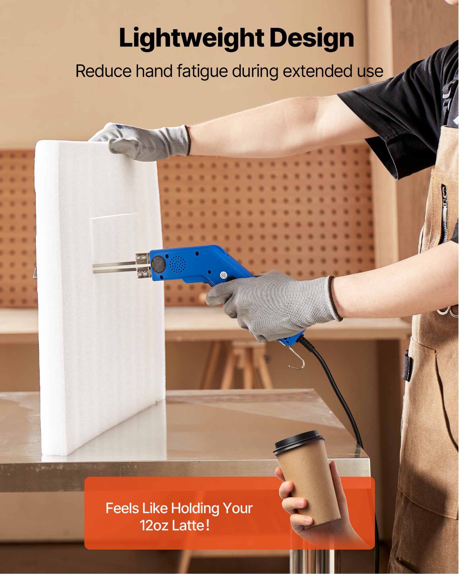 VEVOR Hot Knife Foam Cutter, 200W Electric Foam Cutting Tool, 50℃ - 500℃ Adjustable Styrofoam Cutter with 150mm & 200mm Cutting Blades for KT Board, Polyethylene, Sponge, Rubber - Tool Box Included