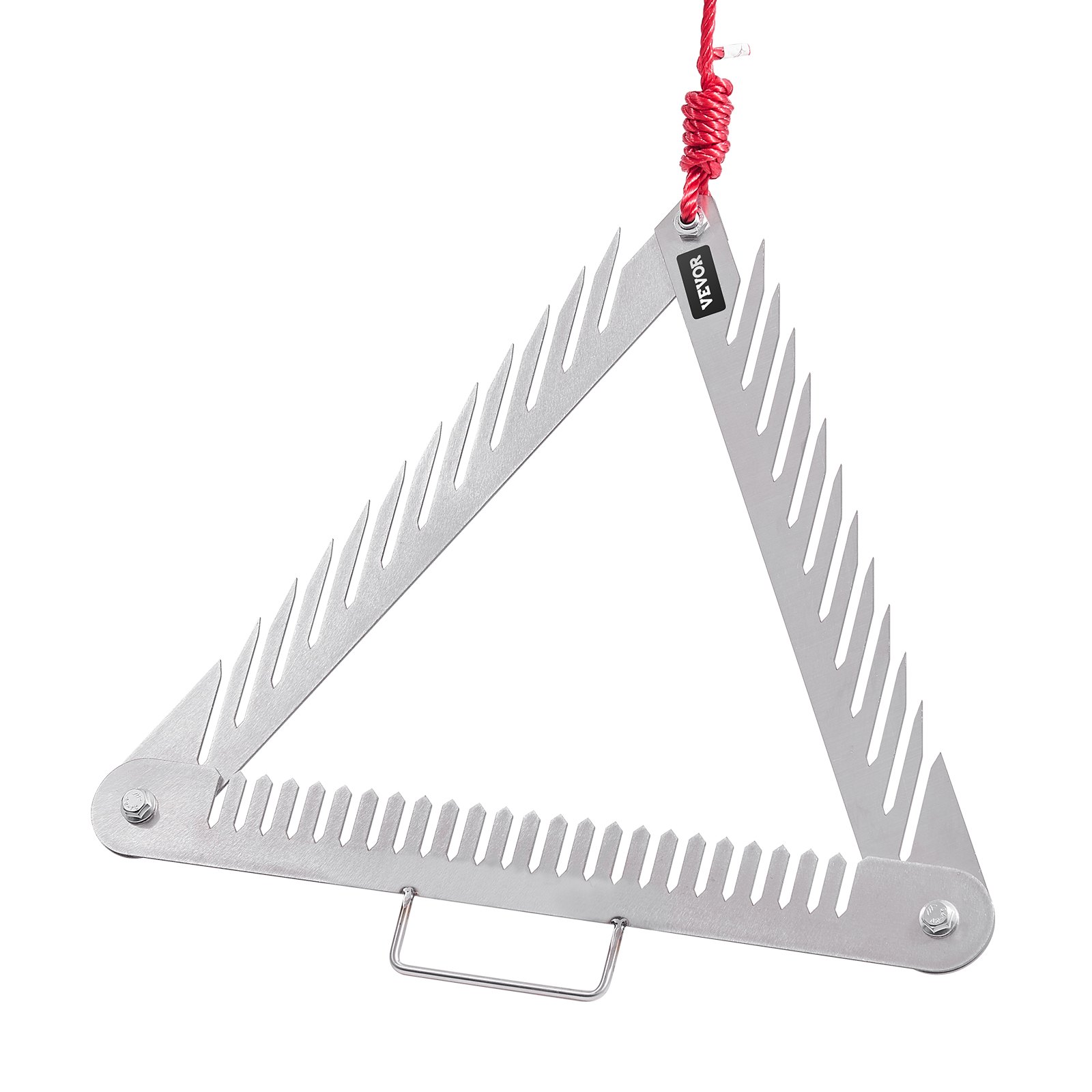 VEVOR Teichrechen 515x540x9 mm, 3-seitiger Seeunkrautrechen mit Griff, faltbarer Teichwassergrasrasierer, Teichunkrautschneider aus Edelstahl mit 9 m langem Seil, für Seen und Teiche