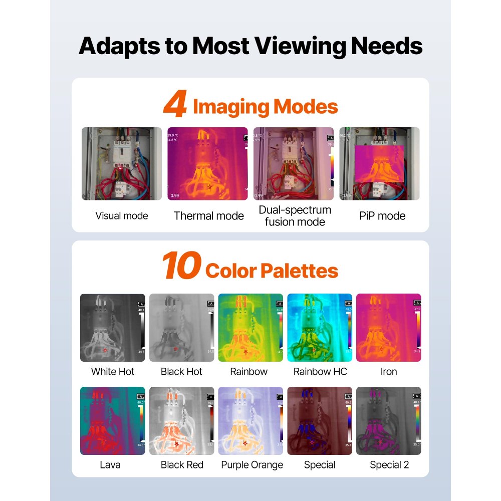VEVOR Wärmebildkamera, 384x288 IR-Auflösung, Wärmebildgerät mit 5-MP-Sichtkamera, 30-Hz-Bildwiederholfrequenz, Infrarot-Imager mit 3,5-Zoll-Touchscreen, -20 bis 50 °C, WLAN-Unterstützung