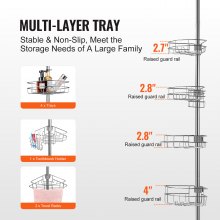 VEVOR Eckablage Duschablage Duschregal Badezimmer 1422-2895mm Hohe Spannstange