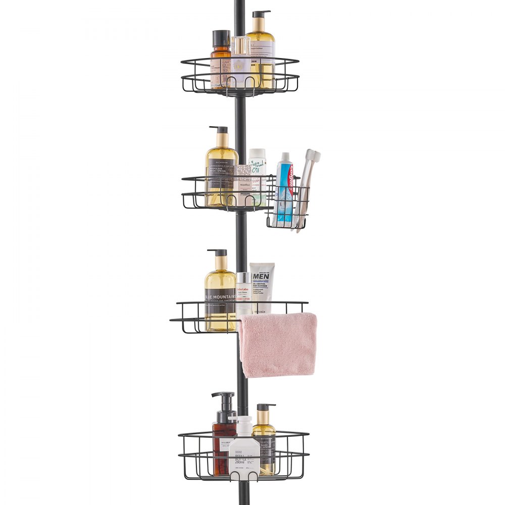 VEVOR Eckablage Duschablage Duschregal 1422-2895mm Hohe Spannstange Schwarz