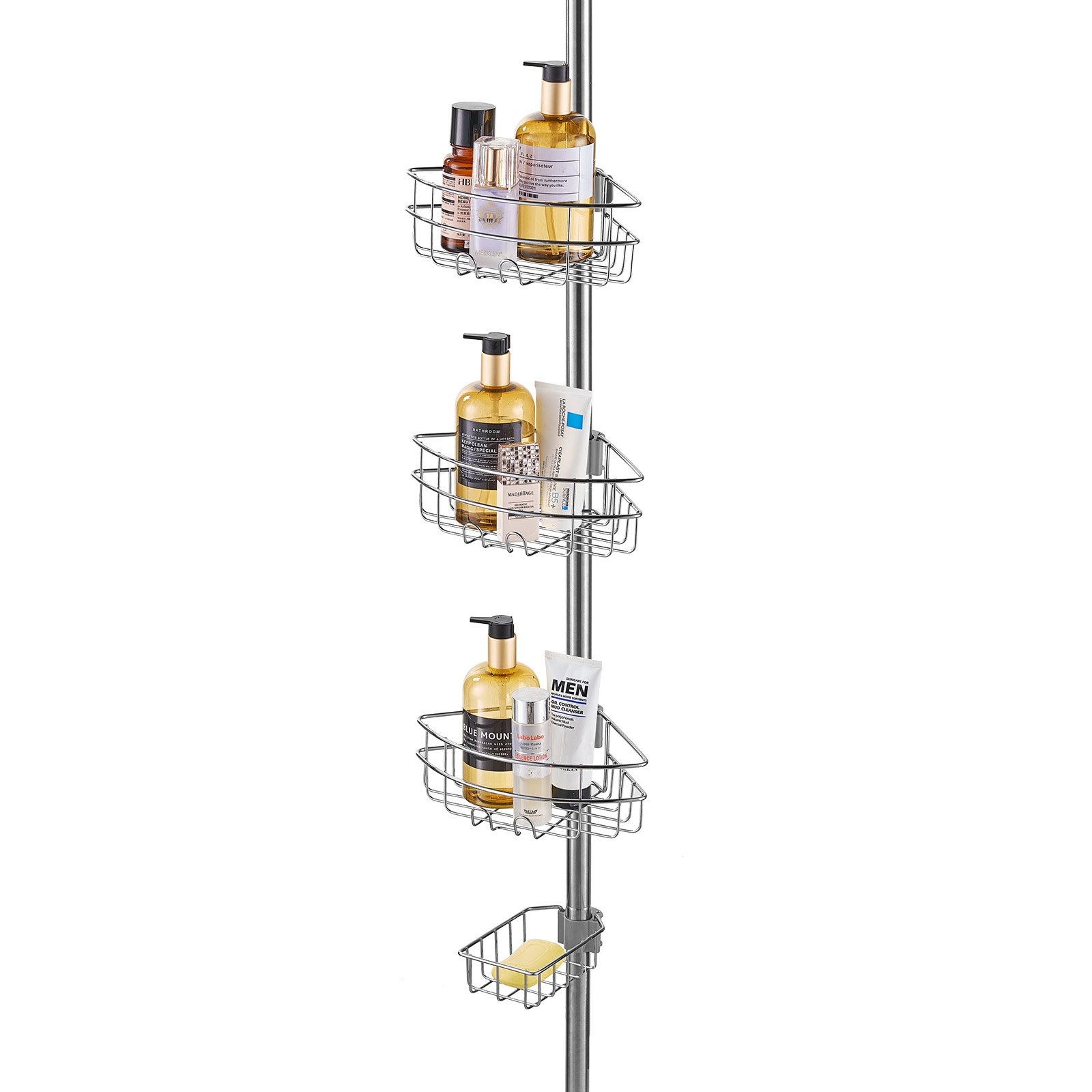 VEVOR Eckablage Duschablage Duschregal Eckduschablage 990-3175 mm hohe Spannstange, multifunktionale Aufbewahrung für die Dusche mit starker, tragfähiger Ablage geeignet für Badezimmer Waschräume