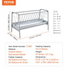 VEVOR Futterraufe Heuraufe Weideraufe Doppelraufe 2-in-1 Futtertrog 80 Gallonen