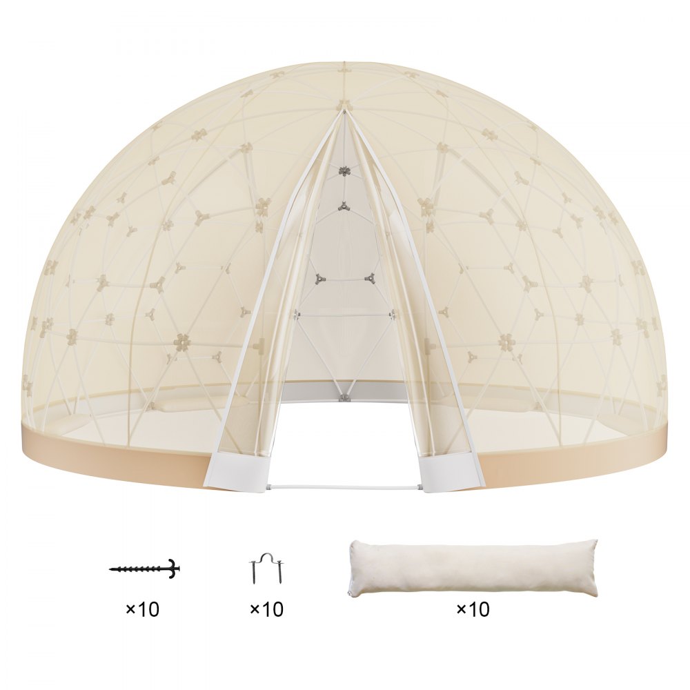 VEVOR Gartenkuppel Blasenzelt Iglu Camping PVC-Kuppelzelt Doppelschicht 2,9m