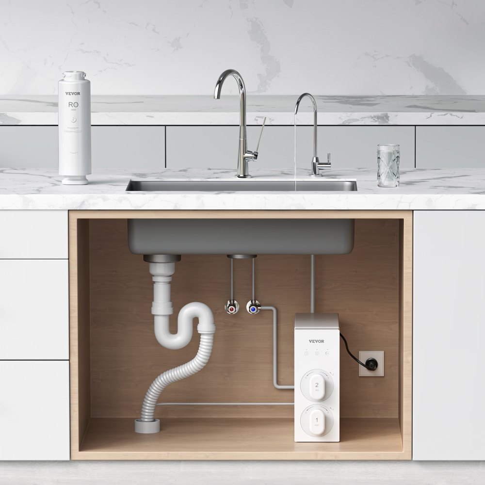 VEVOR Umkehrosmosesystem Ersatz 400 GPD 9-stufiger Wasserfilterersatz für Umkehrosmose, RO-Filterkartusche für 24 Monate, reduziert Blei, Chlor, Rost, kompatibel mit SS-002 Untertisch Wasserfilter