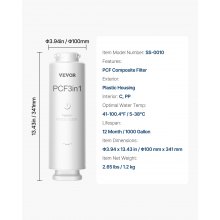 VEVOR PCF-Verbundfilter Ersatz für SS-001/003/005 Untertisch-Wasserfilter