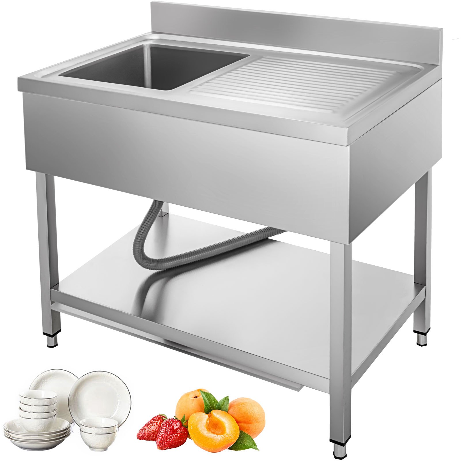 Spültisch 1 Becken L- 1,0 X 0,6m Edelstahlspültisch Edelstahl Gastro Spüle Tisch