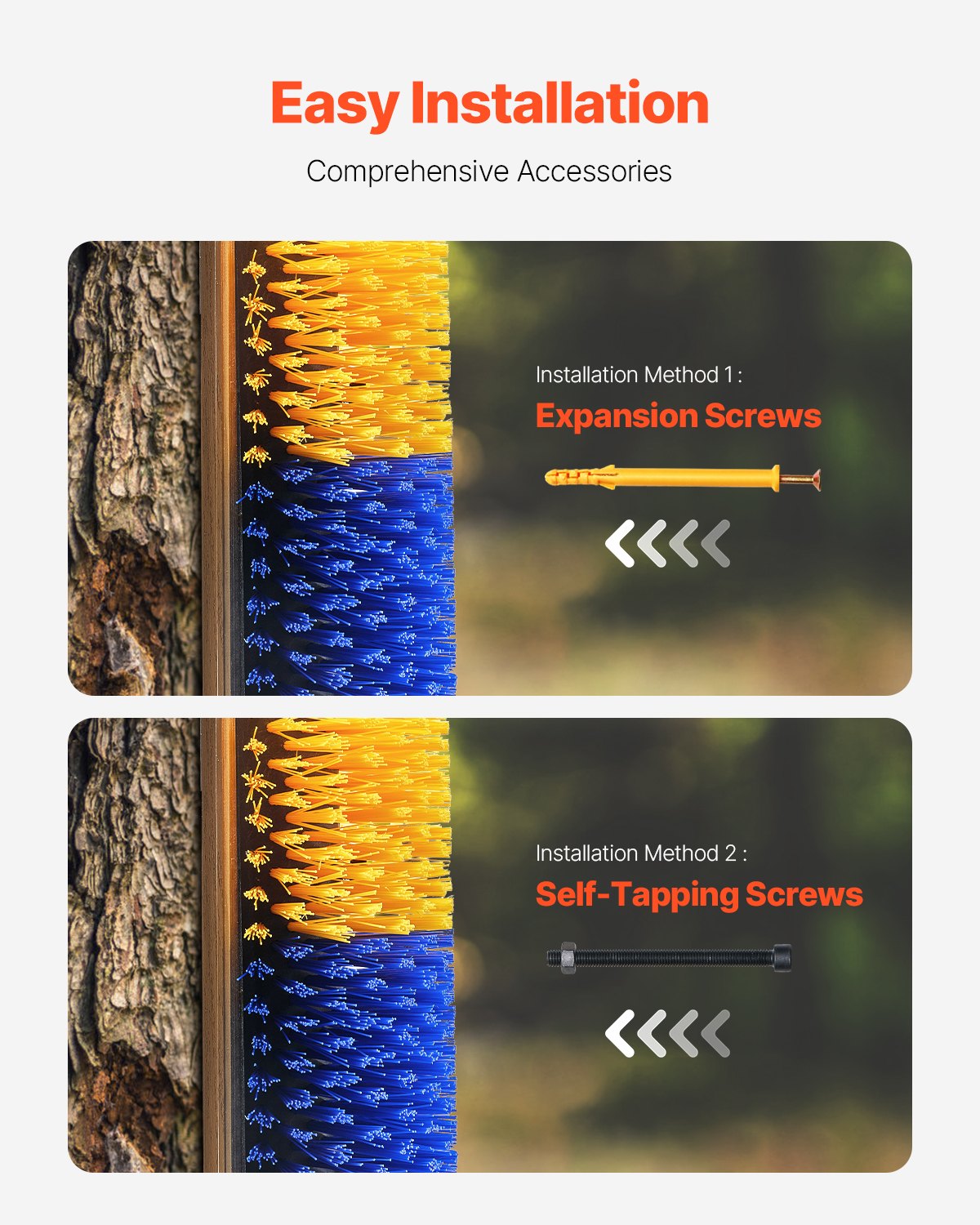 VEVOR Scratching Brush, 4-Piece Set Horse Brush with 8 Screws, 51x19x10cm Cow Scratching Board, for Itching Relief & Cleaning, Grooming, Scrub Brush, Scratching Post Brush for Horses, Pigs & Cattle