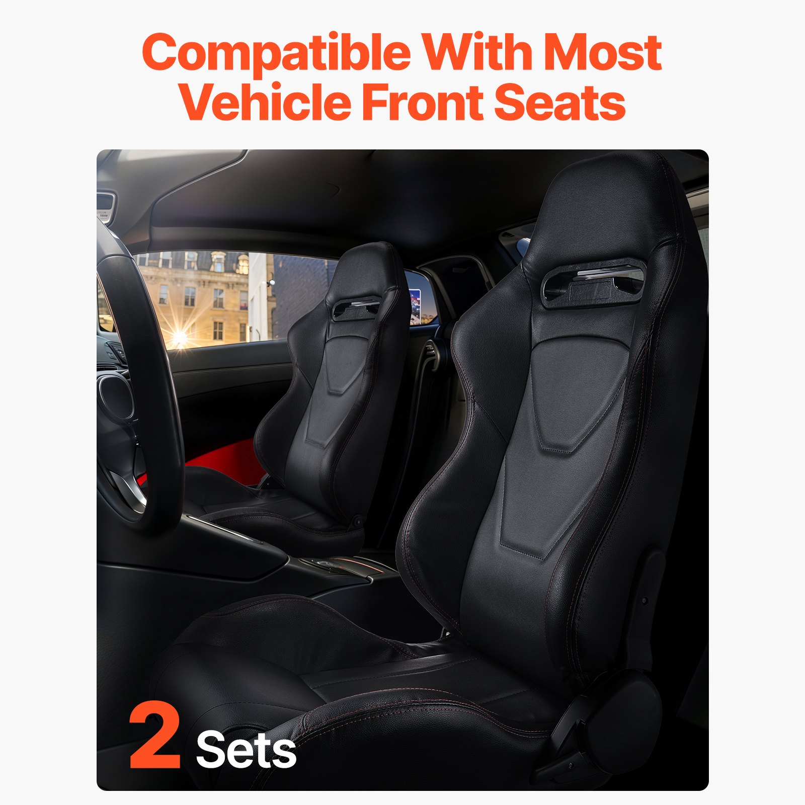 VEVOR Rennsitz verstellbares Renncockpit mit Weitwinkel-Neigung und hochelastischem Schaumstoff 2 Stk. Rennstuhl mit weichem PVC-Leder und Q235B-Schieber, für Rennwagen und Go-Karts