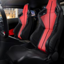 VEVOR Rennsitz verstellbares Renncockpit mit Weitwinkel-Neigung und hochelastischem Schaumstoff 2 Stk. Rennstuhl mit weichem PVC-Leder und Q235B-Schieber, passend für Rennwagen und Go-Karts