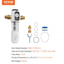 VEVOR Spin-Down-Filter, 40 Mikron-Sedimentfilter für das ganze Haus für Brunnenwasser, 3/4 Zoll GM + 1 Zoll GM, 4 T/H hohe Durchflussrate, für Wasserfiltersysteme für das ganze Haus