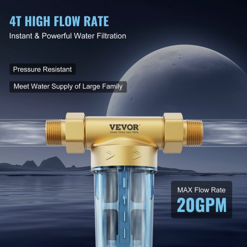 Waterfilter, herbruikbaar, spin down sediment waterfilter, uitspoelbaar fijnfilter, watervoorfilter, sedimentfilter voor bronwaterslang (3/4 inch draad