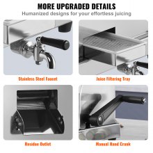 VEVOR Kommerzieller Zuckerrohr-Entsafter, 110 lbs/h Hochleistungs-Zuckerrohr-Entsafter-Maschine mit 3 Edelstahlwalzen, 2,4" großer Einlass, manuelle Zuckerrohr-Entsafter-Presse für den privaten/gewerb