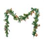 VEVOR Weihnachtsgirlande, 2750 mm künstliche Tannengirlande mit Lichterkette, Weihnachtsdeko mit Beeren-Büscheln, Tannennadeln, Tannenzapfen, realistische Weihnachtskollektion für Kaminsims & Kamin