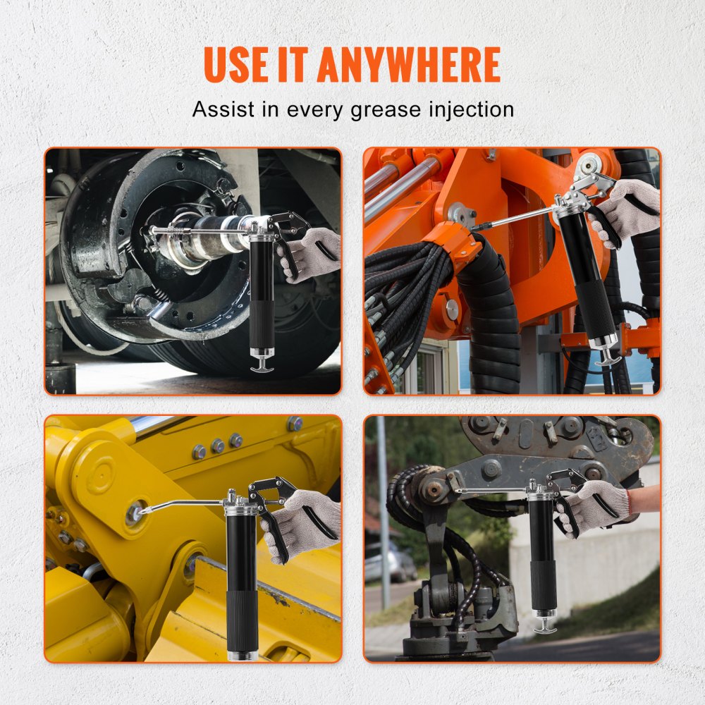 VEVOR Pistolengriff-Fettpresse, 414bar, 396,89g, robuster manueller Fettpressen-Flexschlauch