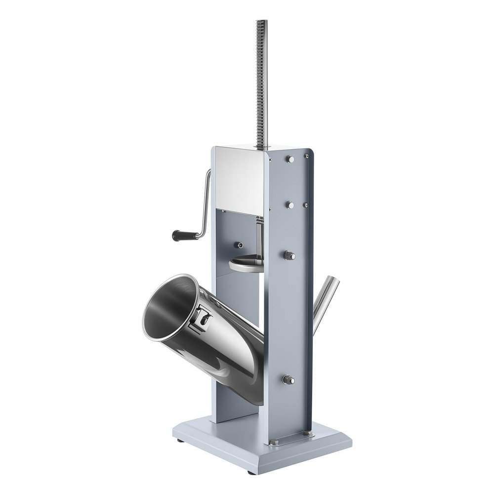 VEVOR Manueller Wurstfüller 5 L, Vertikale Wurstfüllmaschine mit zwei Geschwindigkeiten (Schnell/Langsam) & 5 Füllrohren & Griff, Fleischfüller aus Edelstahl für Gewerblichen & Privaten Gebrauch