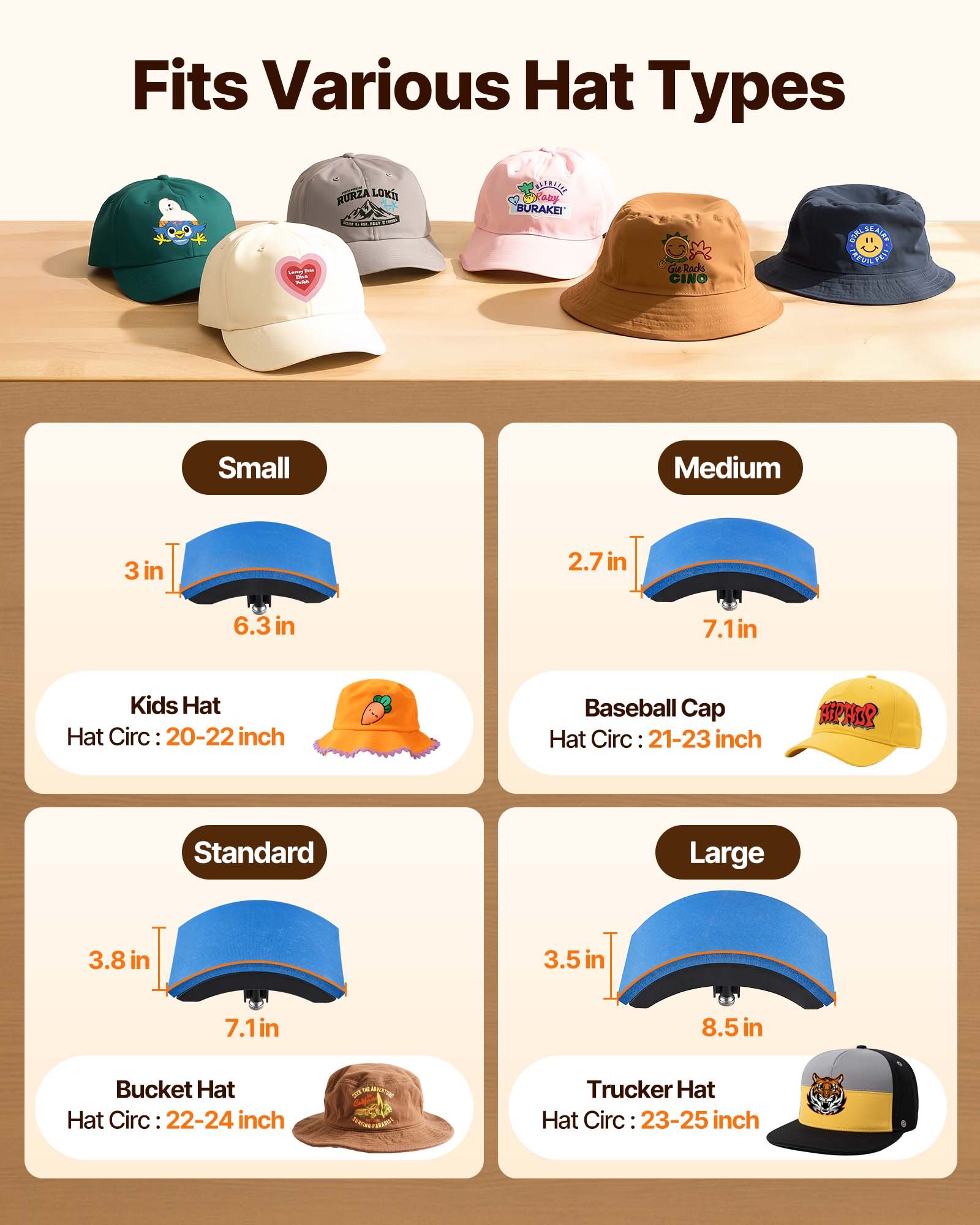 VEVOR Hat Heat Press, 4-in-1 Cap Heat Press, 15.2x7.6 cm Flip-Top Sublimation Transfer, LCD Digital Timer Temperature Control with 4 Curved Heating Elements (6x3/6.7x2.7/6.7x2.7x2.7 cm)