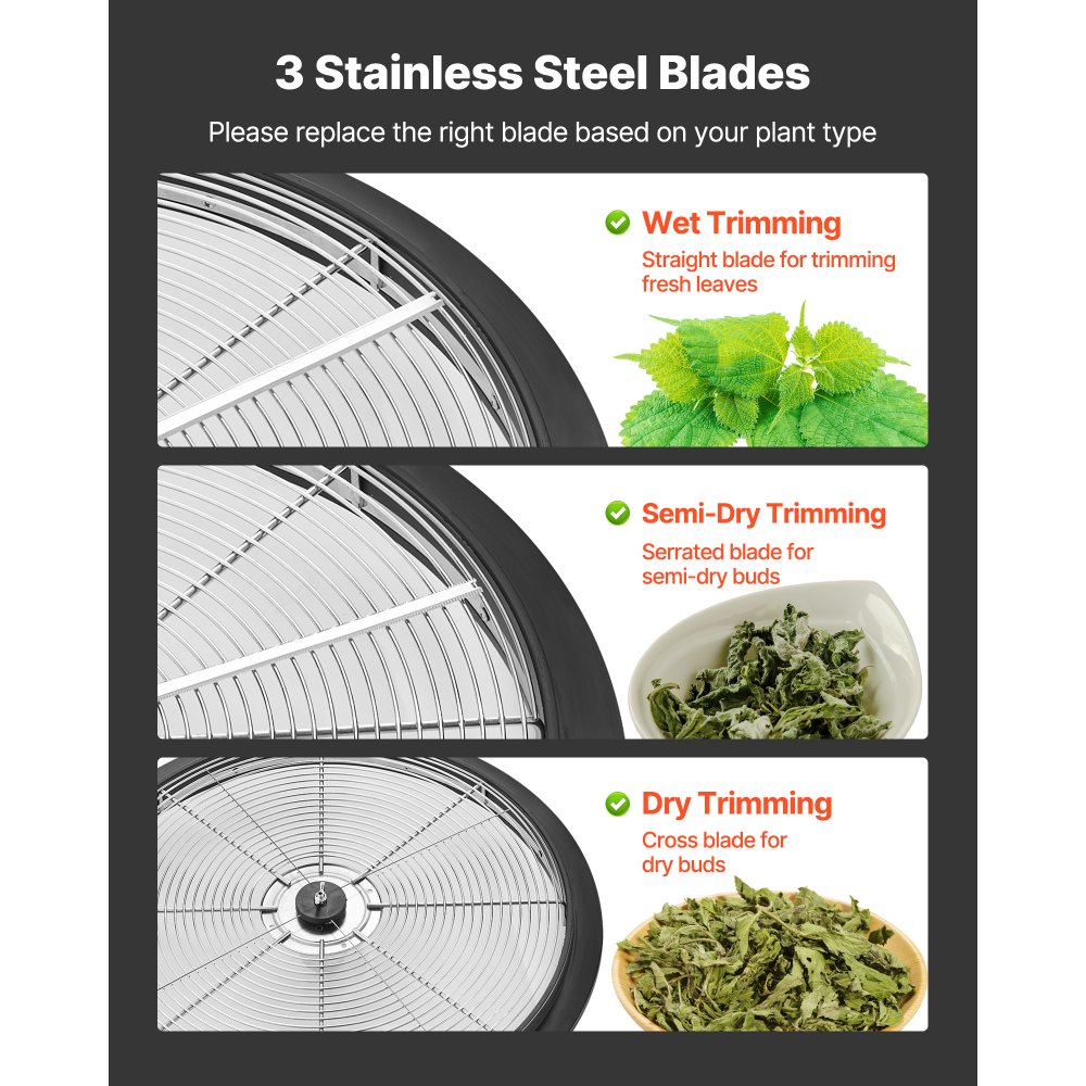 VEVOR Bud Leaf Bowl Trimmer, 490 mm Manual Bud Trimmer, with Sharp Stainless Steel Blades, Visual Cutting, Wet & Dry Hydroponic Cutting Machine, Twisted Spin Cut for Plants Leaves Buds Flowers