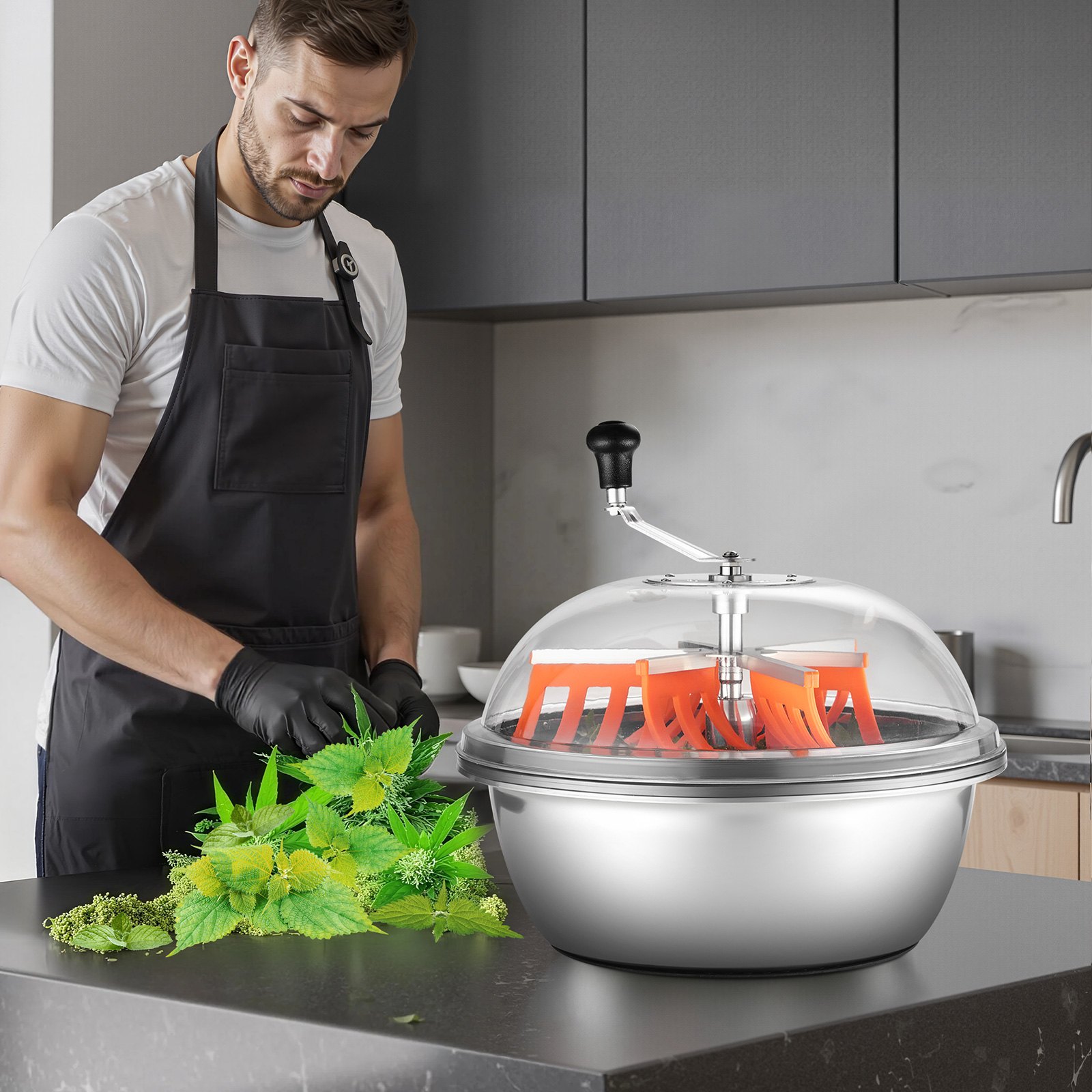 VEVOR Erntemaschine, 48 cm manueller Knospentrimmer, mit Edelstahlklingen, Bud Trimmer, Nass- & Trocken-Hydrokultur-Schneidemaschine, gedrehter Schleuderschnitt für Blätter, Knospen, Blumen