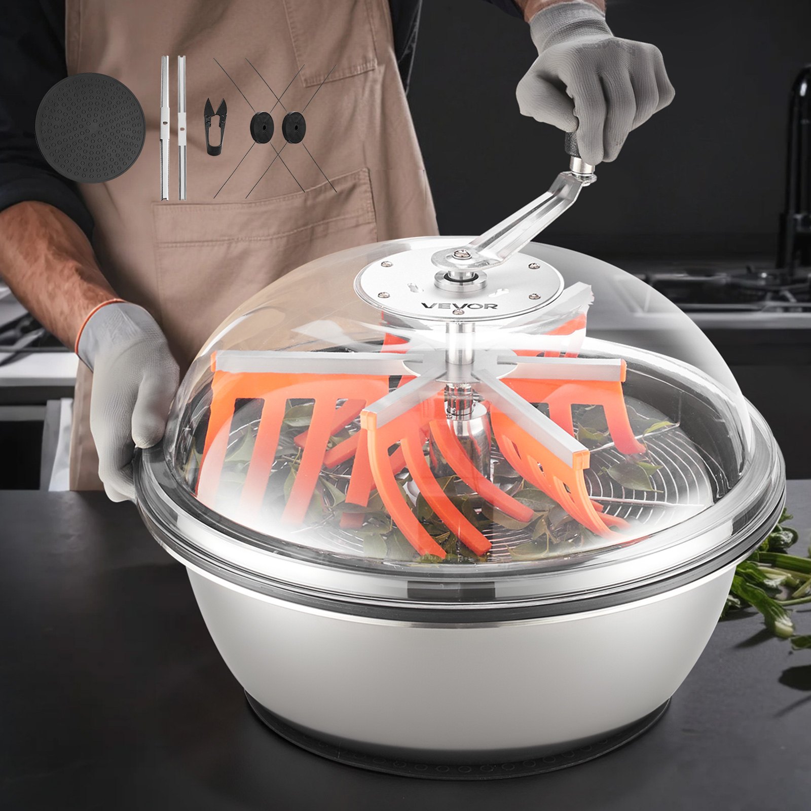 VEVOR Bud Leaf Bowl Trimmer, 490 mm Manual Bud Trimmer, with Sharp Stainless Steel Blades, Visual Cutting, Wet & Dry Hydroponic Cutting Machine, Twisted Spin Cut for Plants Leaves Buds Flowers