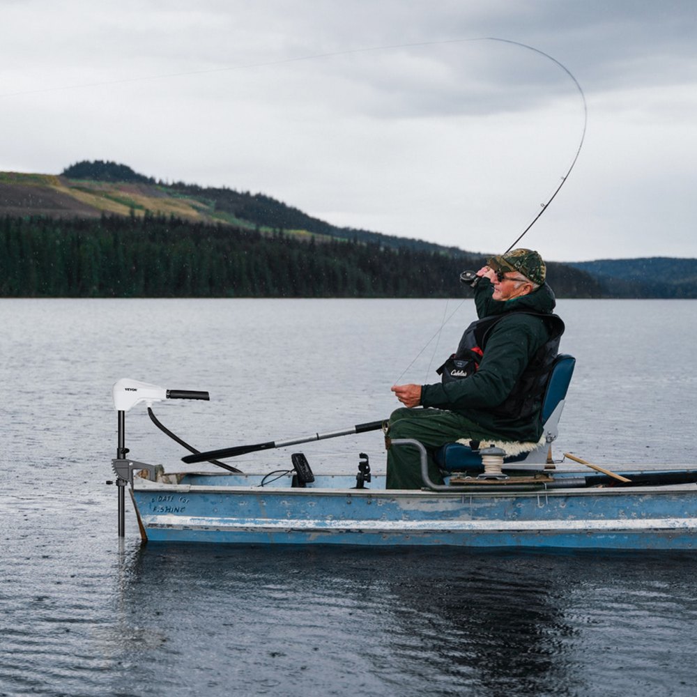 VEVOR Elektro Außenborder, Bootsmotor Heckmontage, 24 V, 39 kg Schub, 8 Gang Elektrischer Trolling Motor mit Batterieanzeige, für Kajaks, Fischerboote auf Süß-/Salzwasser, 915 mm Welle
