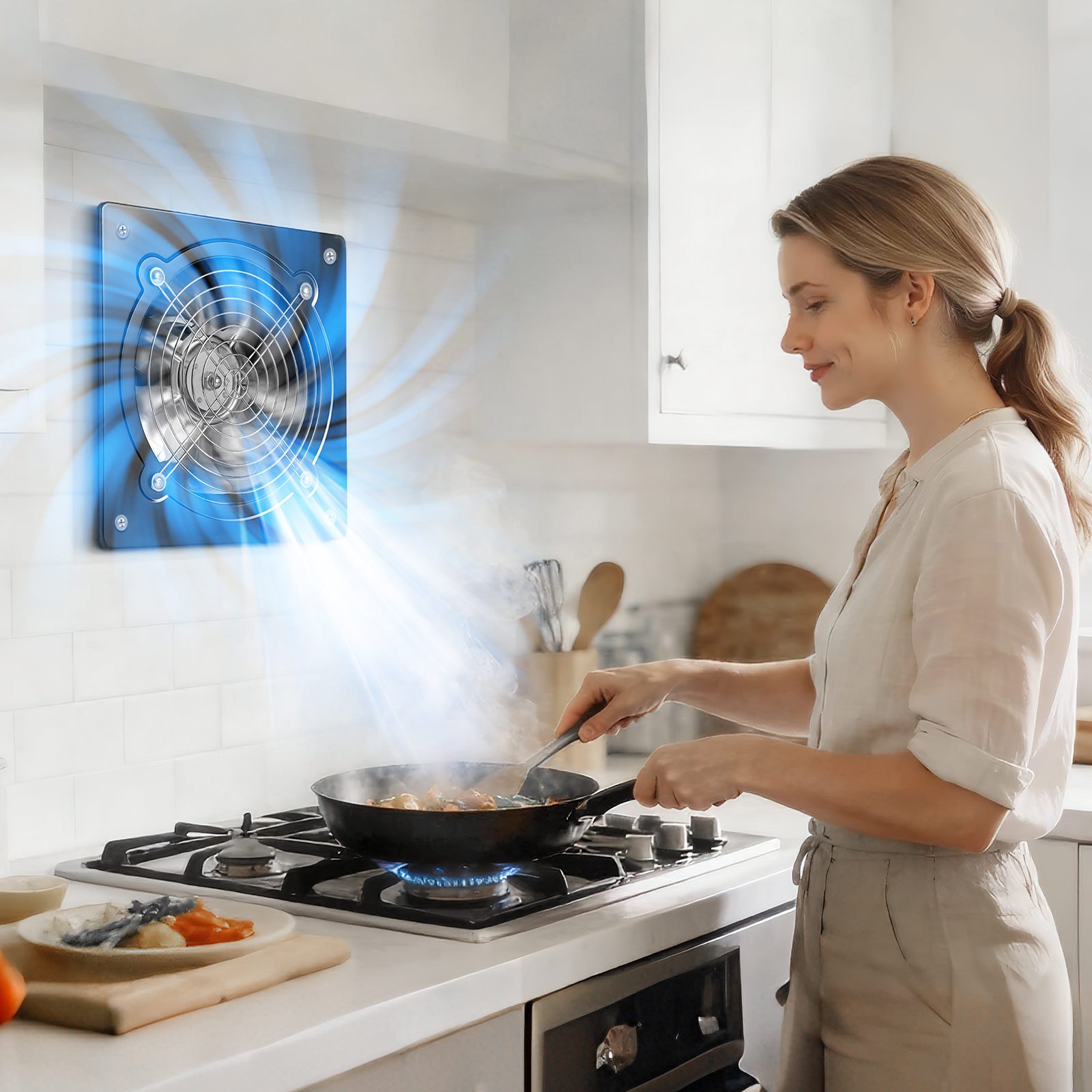 VEVOR Abluftventilator 250x250 mm, Leistungsstarker Wandventilator 979 m³/h, mit Drehzahlregelung, 48 W Leiser Ventilator für Dachboden, Garage, Keller, Werkstatt, Küche & Hühnerstall